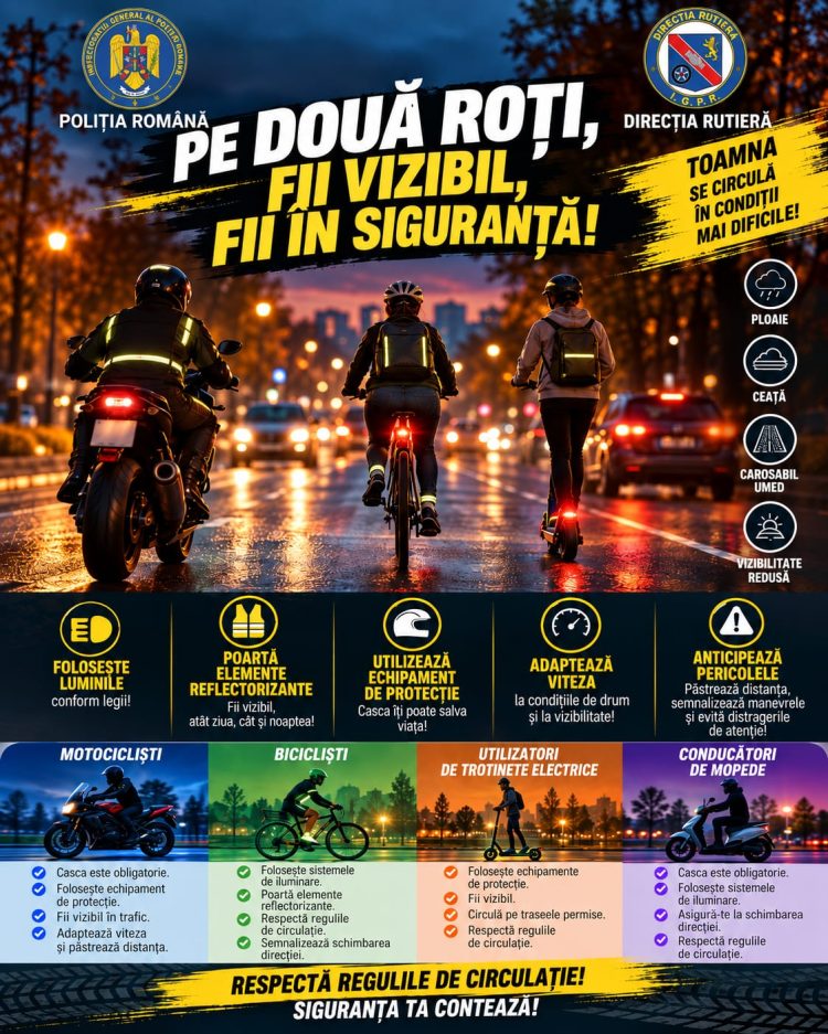 Atenție, bicicliști, motocicliști și trotinetiști! Polițiștii maramureșeni intensifică verificările