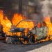 Mașină distrusă de flăcări în Maramureș. Pagube de 25.000 de lei și dosar penal