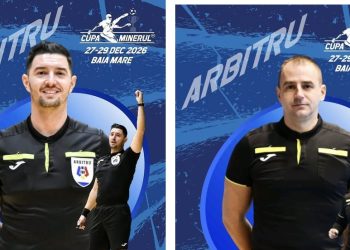 Fotbal în sală. Vlad Mare și Radu Despa, în brigada de arbitri a Cupei Minerul 2026