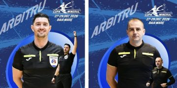 Fotbal în sală. Vlad Mare și Radu Despa, în brigada de arbitri a Cupei Minerul 2026